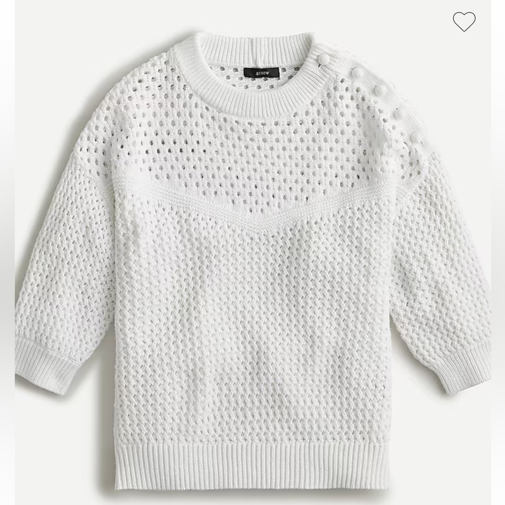 J. Crew Elbow-sleeve sweater with crocheted shoulder buttons